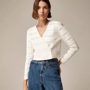 J. Crew Collection Cropped Sequin Jacket in Stripe BZ491